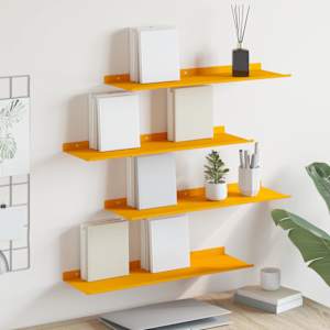 Ležeča polica 4 pcs Gorčična rumena 60 x 18 x 2,5 cm Jeklo