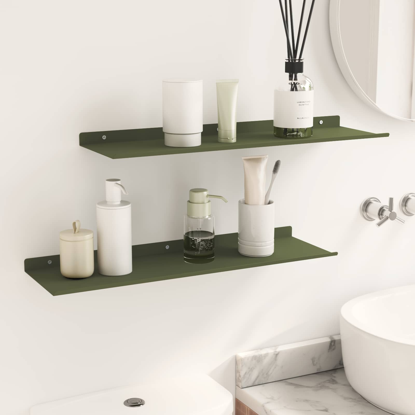 vidaXL Drijvende plank 2 st Olijf Groen 60 x 18 x 2,5 cm Staal, foto 4