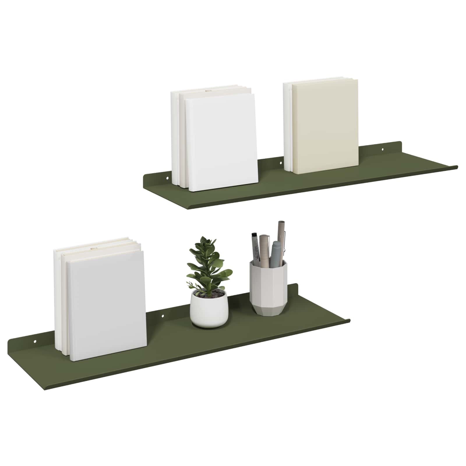 Ležeča polica 2 pcs Oljčno zelena 60 x 18 x 2,5 cm Jeklo - slika 3