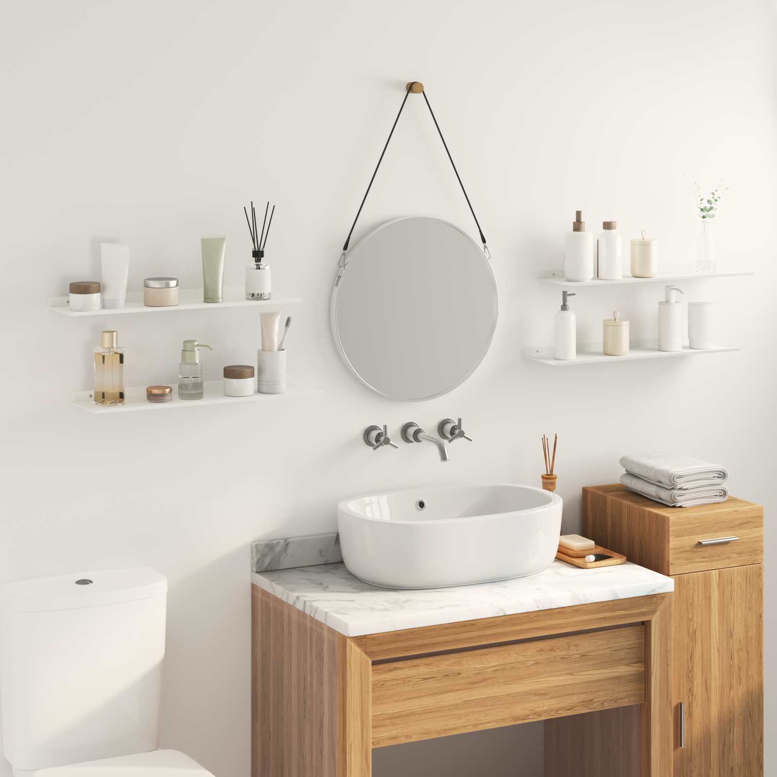 Ležeča polica 4 pcs Bela 60 x 18 x 2,5 cm Jeklo - slika 4