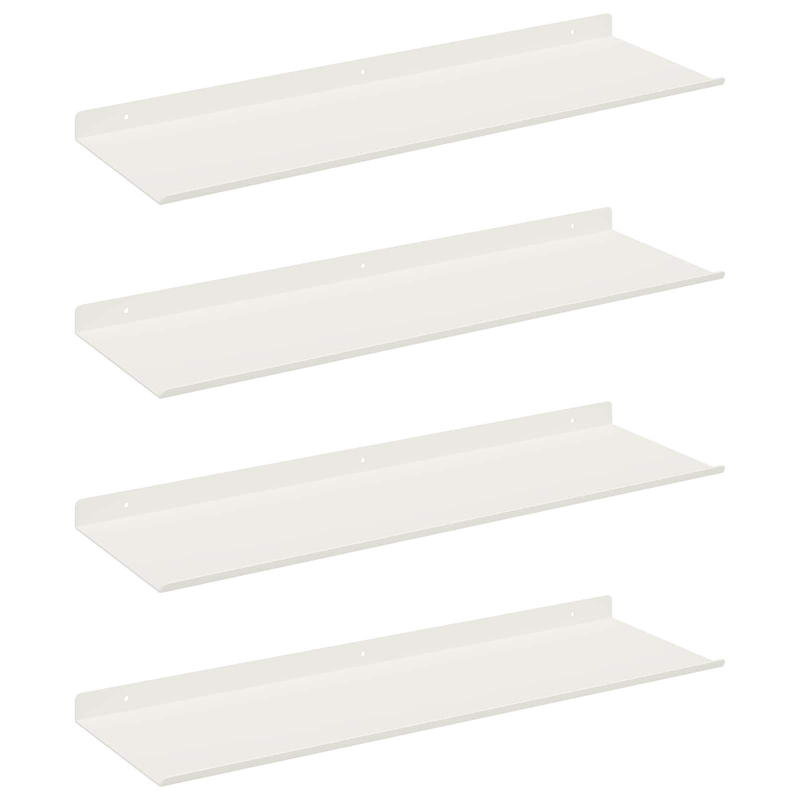 Ležeča polica 4 pcs Bela 60 x 18 x 2,5 cm Jeklo - slika 2