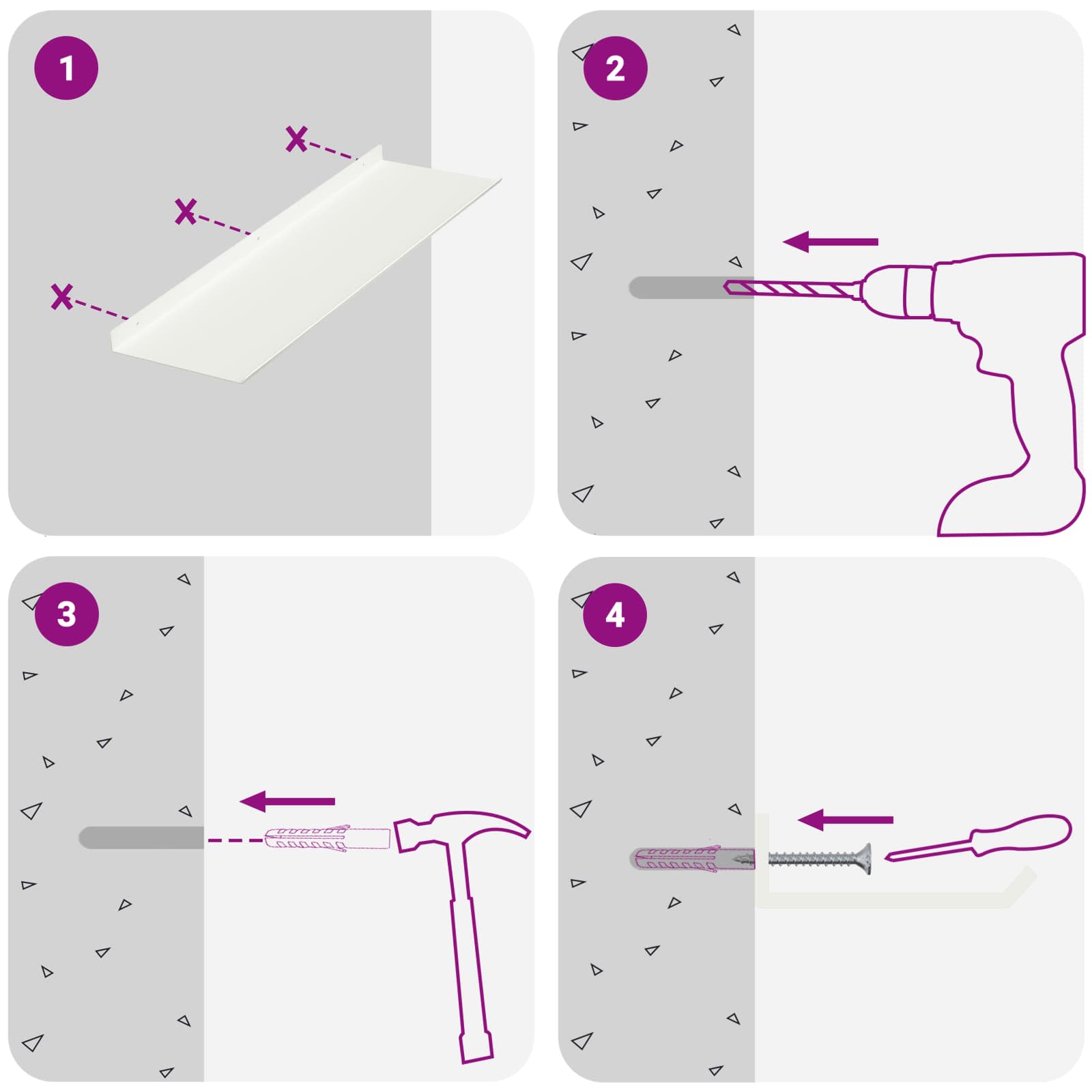 Ležeča polica 4 pcs Bela 60 x 18 x 2,5 cm Jeklo - slika 10