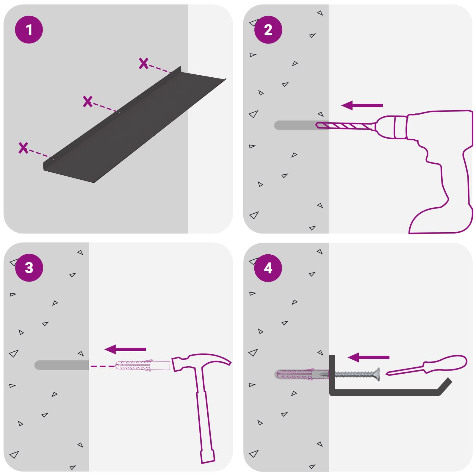 Ležeča polica 2 pcs Črna 80 x 18 x 2,5 cm Jeklo - slika 10