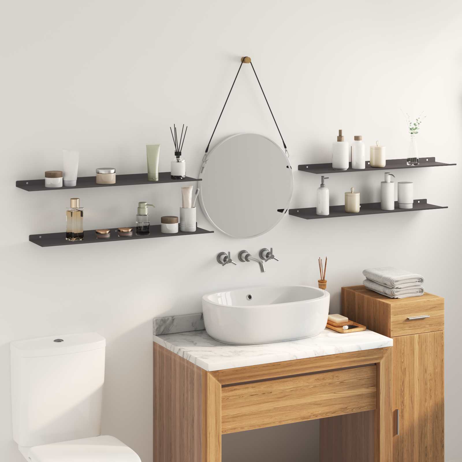 Ležeča polica 4 pcs Črna 80 x 18 x 2,5 cm Jeklo - slika 4