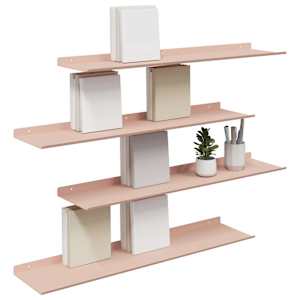 Plovoucí police Nástěnný 4 pcs Růžová 80 x 18 x 2,5 cm Ocel - obrázek 3