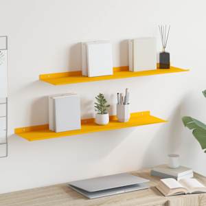 Ležeča polica 2 pcs Gorčična rumena 80 x 18 x 2,5 cm Jeklo