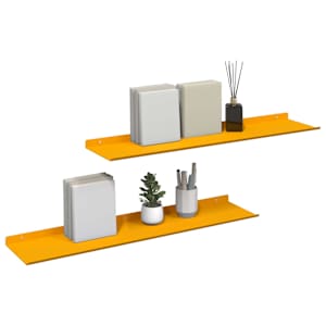Plovoucí police 2 pcs Hořčicově žlutá 80 x 18 x 2,5 cm Ocel - obrázek 3