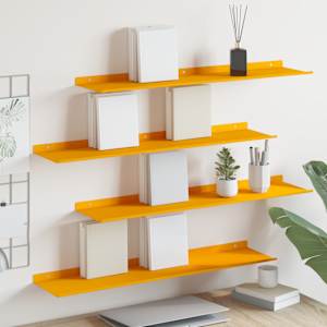 Ležeča polica 4 pcs Gorčična rumena 80 x 18 x 2,5 cm Jeklo