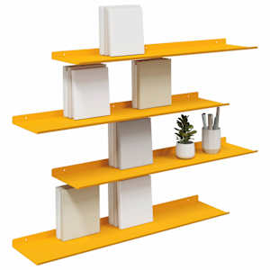 Plovoucí police 4 pcs Hořčicově žlutá 80 x 18 x 2,5 cm Ocel - obrázek 3