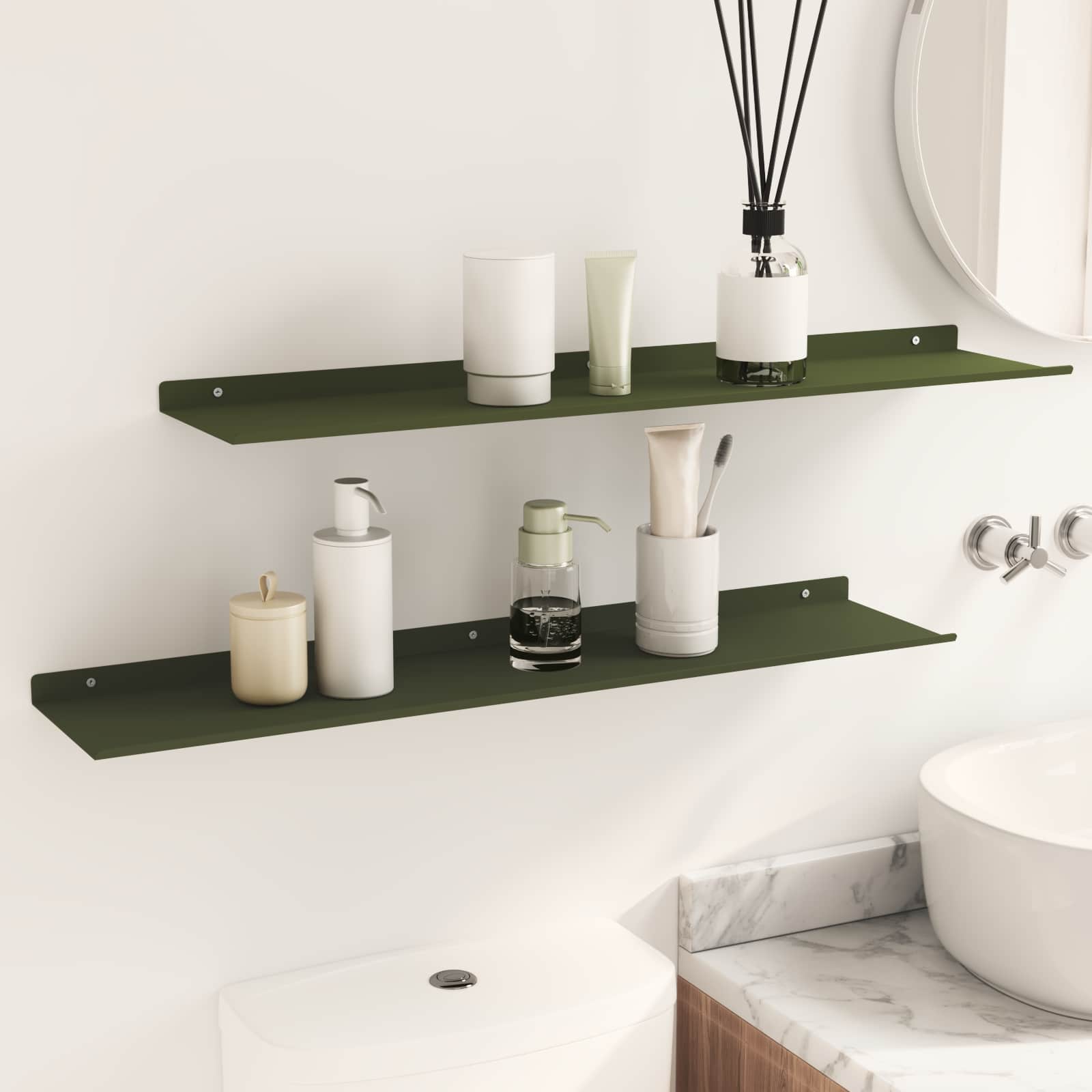 vidaXL Drijvende plank 2 st Olijf Groen 80 x 18 x 2,5 cm Staal, foto 4