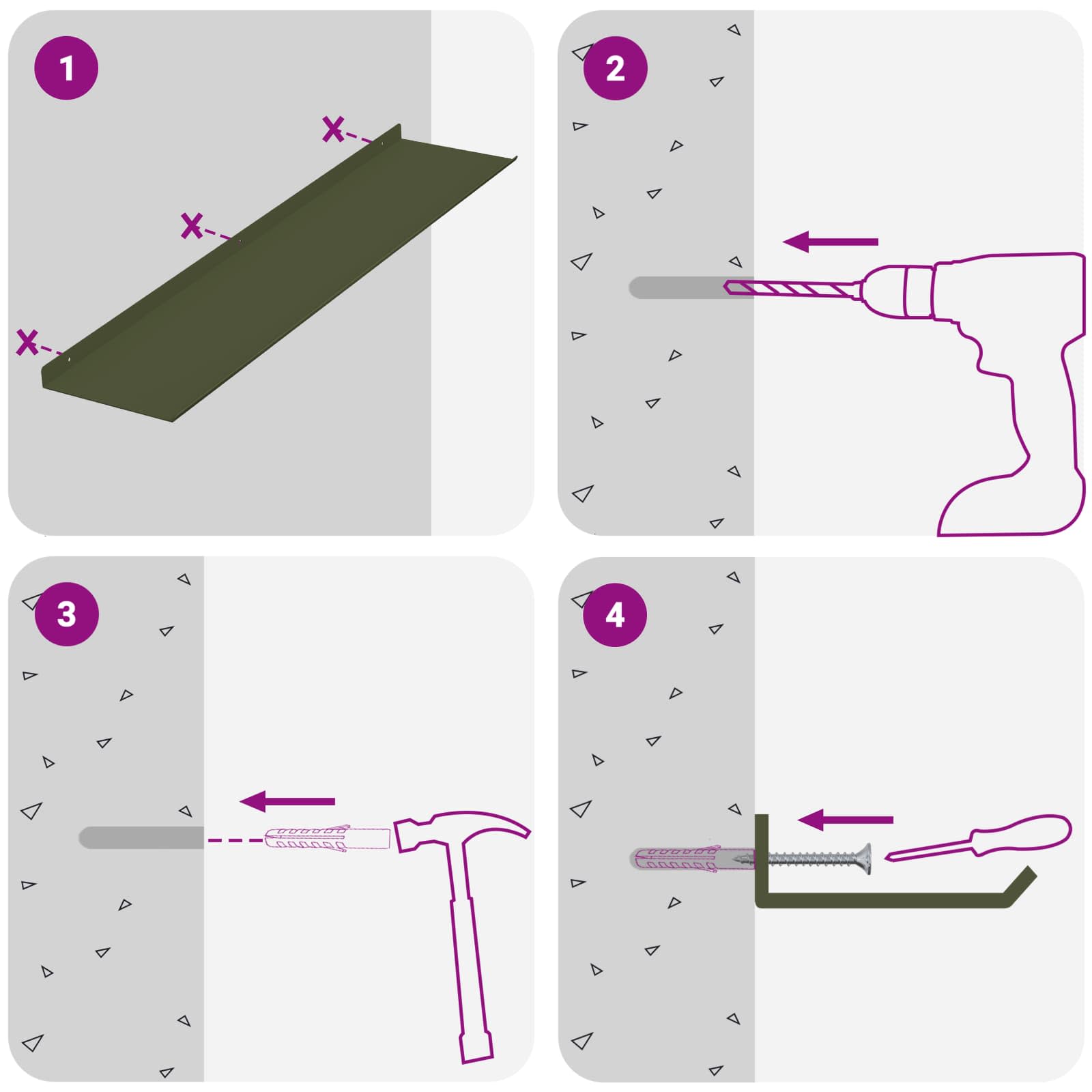 Ležeča polica 2 pcs Oljčno zelena 80 x 18 x 2,5 cm Jeklo - slika 10