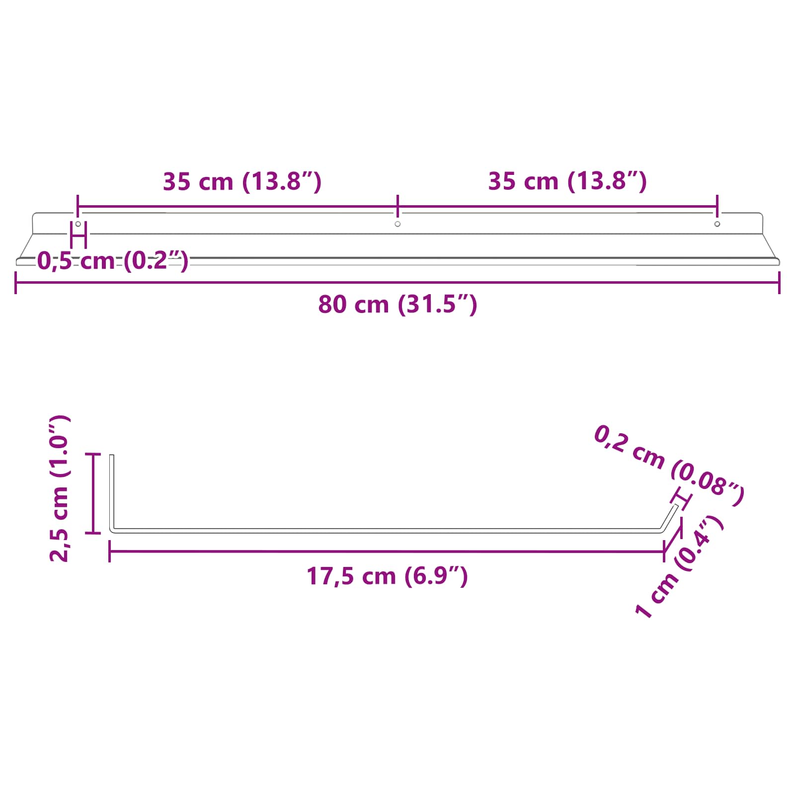Ležeča polica 2 pcs Oljčno zelena 80 x 18 x 2,5 cm Jeklo - slika 11