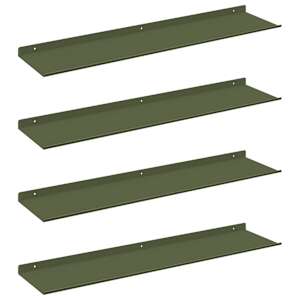 Plovoucí police 4 pcs Olivově zelená 80 x 18 x 2,5 cm Ocel - obrázek 2