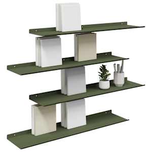 Plovoucí police 4 pcs Olivově zelená 80 x 18 x 2,5 cm Ocel - obrázek 3