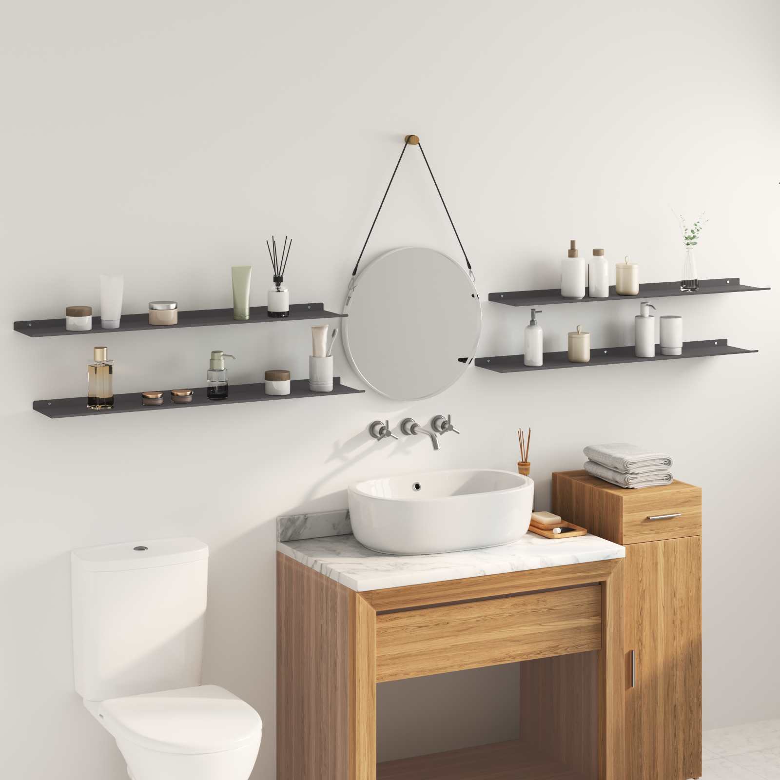 Ležeča polica 4 pcs Črna 100 x 18 x 2,5 cm Jeklo - slika 4