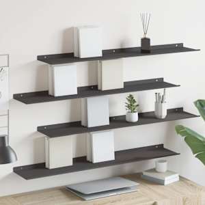 Ležeča polica 4 pcs Črna 100 x 18 x 2,5 cm Jeklo