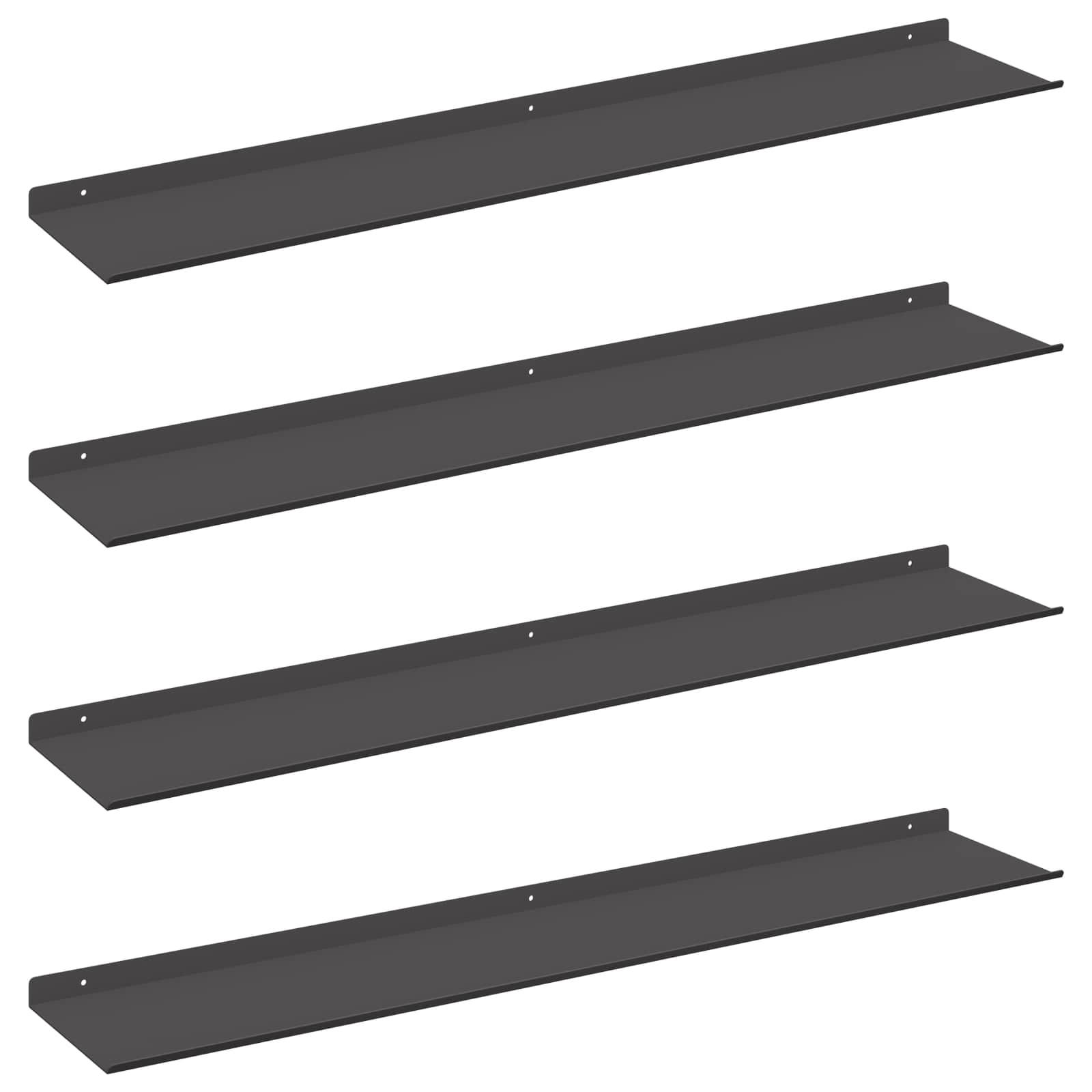 Ležeča polica 4 pcs Črna 100 x 18 x 2,5 cm Jeklo - slika 2