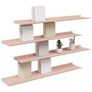 Plovoucí police Nástěnný 4 pcs Růžová 100 x 18 x 2,5 cm Ocel - obrázek 3