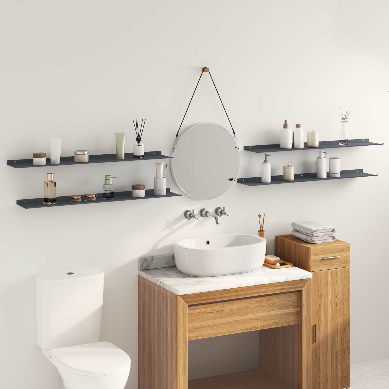 Ležeča polica 4 pcs Antracit 100 x 18 x 2,5 cm Jeklo - slika 4