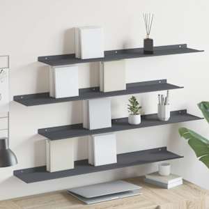 Ležeča polica 4 pcs Antracit 100 x 18 x 2,5 cm Jeklo