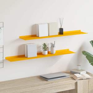 Ležeča polica 2 pcs Gorčična rumena 100 x 18 x 2,5 cm Jeklo