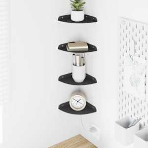 Ležeča polica s polico 4 pcs Črna 15 x 15 x 2 cm