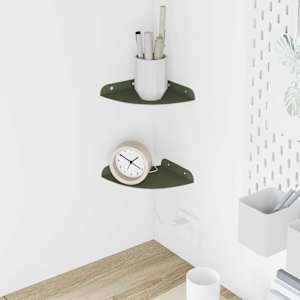Ležeča polica s polico 2 pcs Oljčno zelena 15 x 15 x 2 cm