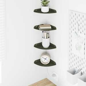 Ležeča polica s polico 4 pcs Oljčno zelena 15 x 15 x 2 cm