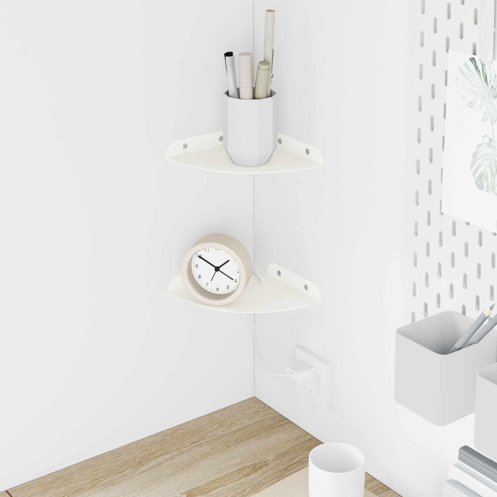 Drijvende plank met plank met opslag 2 pcs Wit 15 x 15 x 2 cm