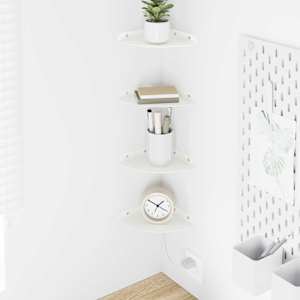 Ležeča polica s polico 4 pcs Bela 15 x 15 x 2 cm