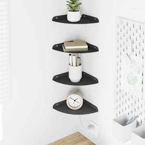 Ležeča polica s polico 4 pcs Črna 18 x 18 x 2 cm