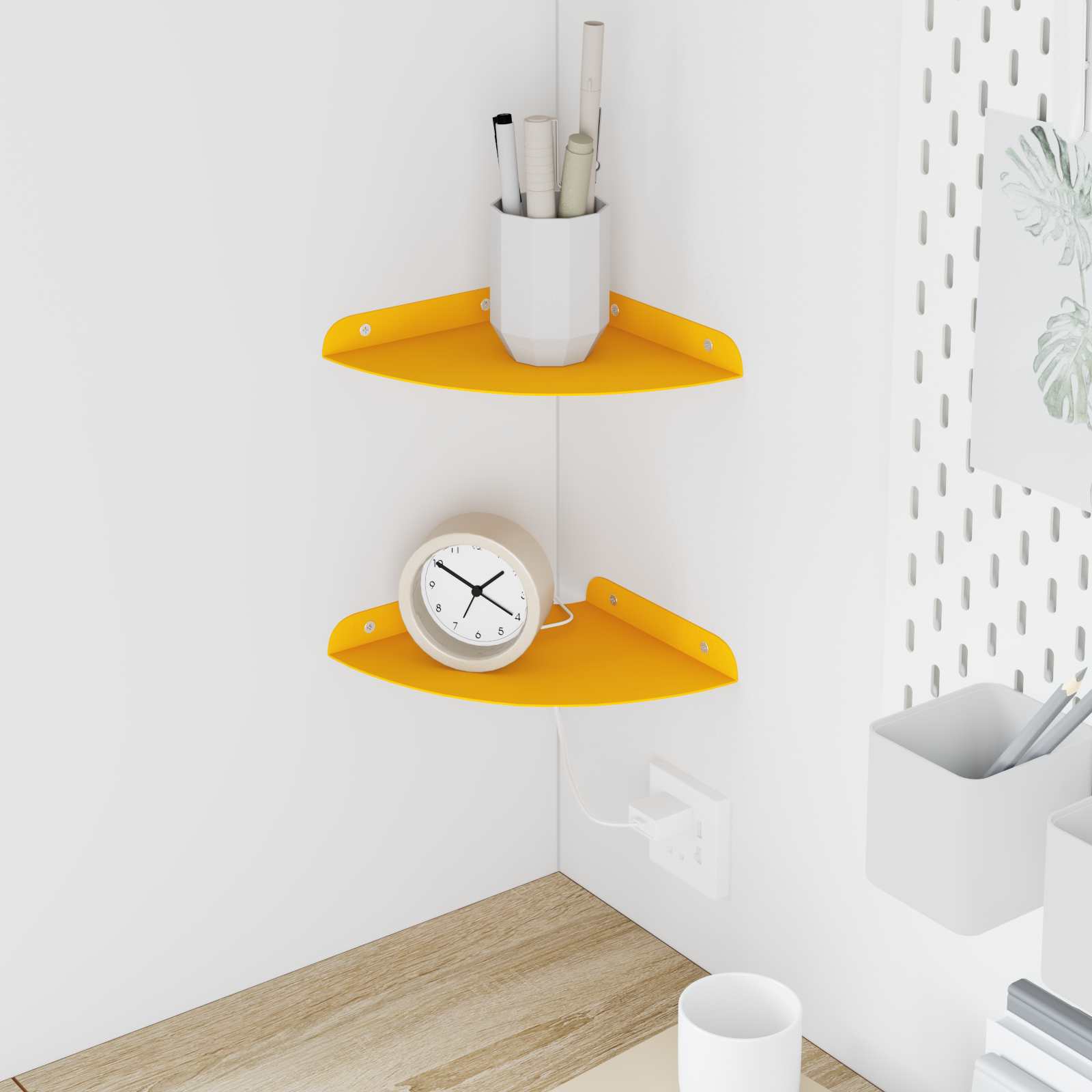 Drijvende plank met plank 2 pcs Mosterdgeel 18 x 18 x 2 cm