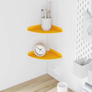 Ležeča polica s polico 2 pcs Gorčična rumena 18 x 18 x 2 cm