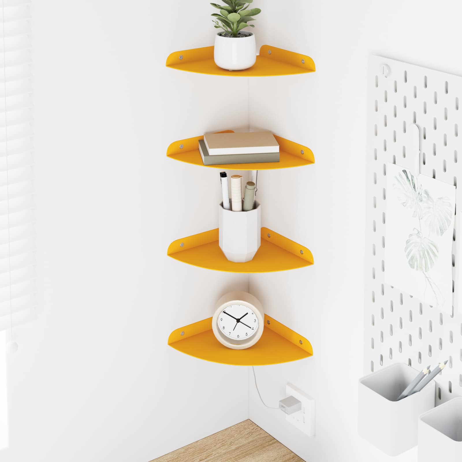 Drijvende plank met plank 4 pcs Mosterdgeel 18 x 18 x 2 cm