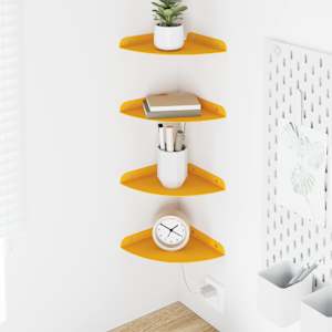 Ležeča polica s polico 4 pcs Gorčična rumena 18 x 18 x 2 cm