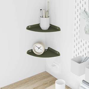 Ležeča polica s polico 2 pcs Oljčno zelena 18 x 18 x 2 cm