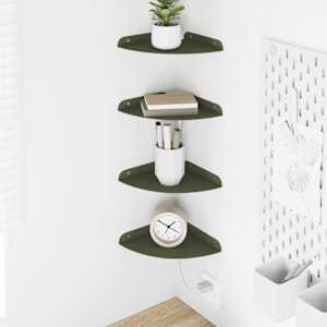 Ležeča polica s polico 4 pcs Oljčno zelena 18 x 18 x 2 cm