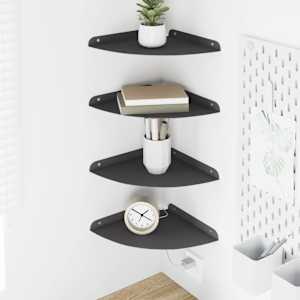 Plovoucí police s policí s úložištěm 4 pcs Černý 24 x 24 x 2 cm - obrázek 1