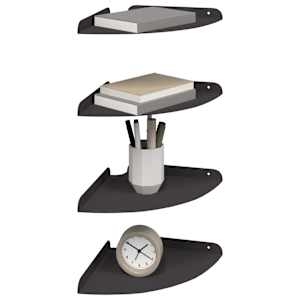 Plovoucí police s policí s úložištěm 4 pcs Černý 24 x 24 x 2 cm - obrázek 3