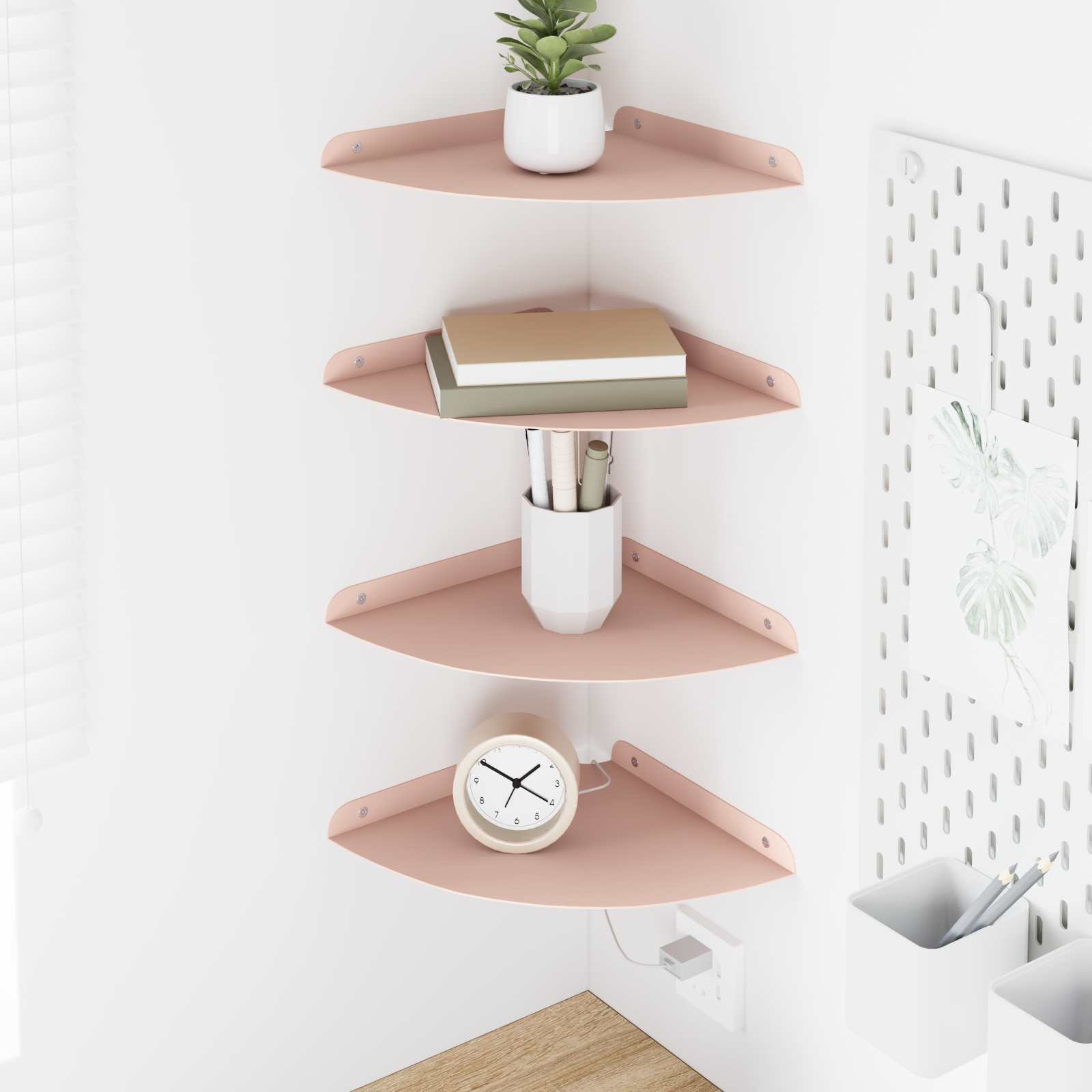 Drijvende plank met plank met opslag 4 pcs Roze 24 x 24 x 2 cm