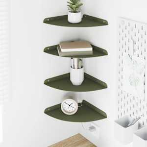 Ležeča polica s polico 4 pcs Oljčno zelena 24 x 24 x 2 cm