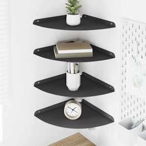 Plovoucí police s policí s úložištěm 4 pcs Černý 30 x 30 x 2 cm - obrázek 1