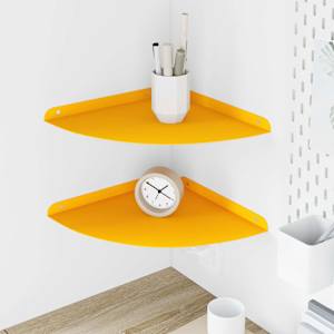 Ležeča polica s polico 2 pcs Gorčična rumena 30 x 30 x 2 cm