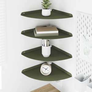 Ležeča polica s polico 4 pcs Olivno zelena 30 x 30 x 2 cm