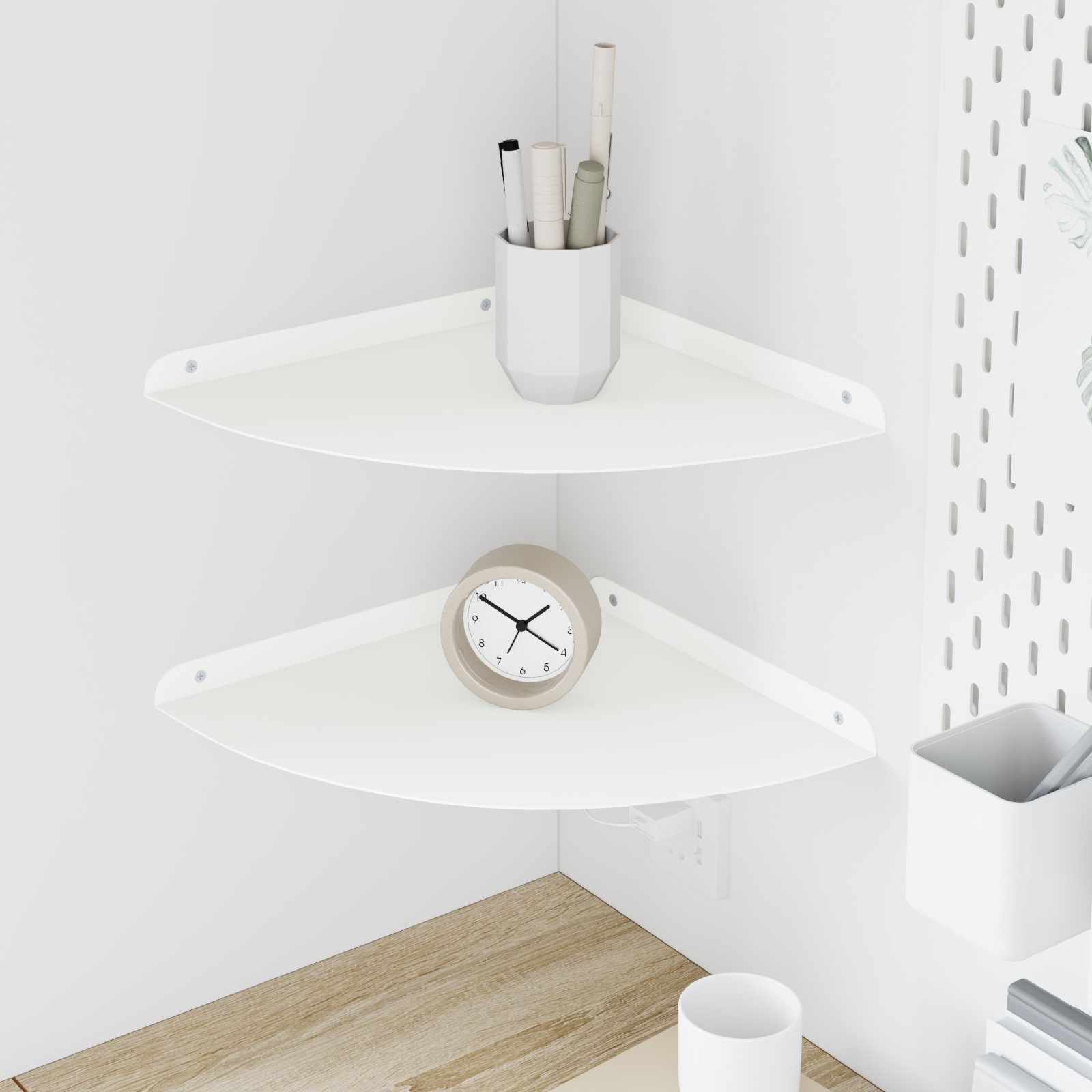 Drijvende plank met plank met opslag 2 pcs Wit 30 x 30 x 2 cm