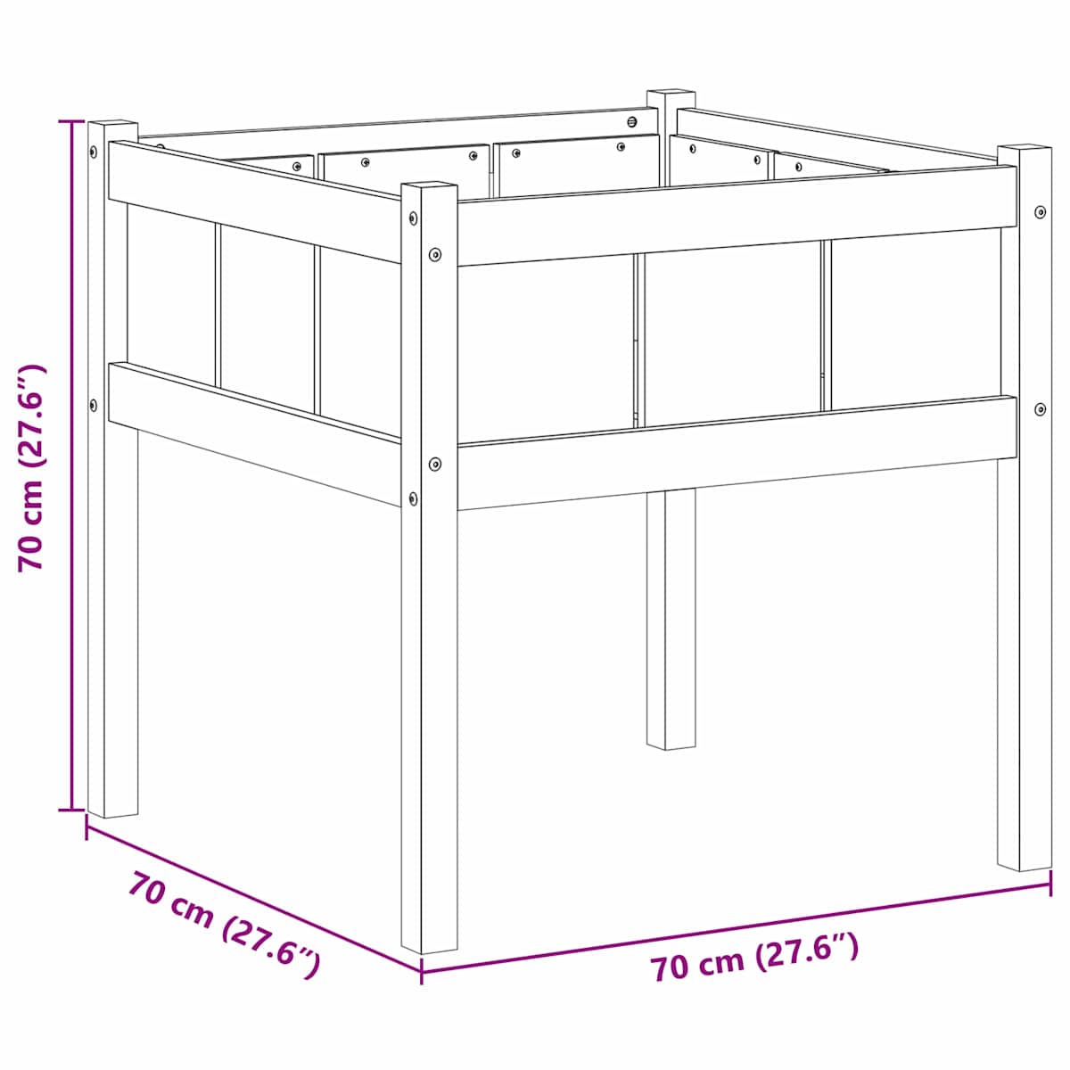 Have Blomsterkrukke Natur 70 x 70 x 70 cm Massiv fyrretræ - Billede 7