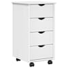 vidaXL Rattaga kapp 34 x 39 x 65,5 cm Kindel m&auml;nnipuidust Valge