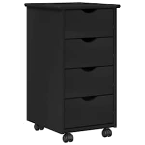 vidaXL Rattaga kapp 34 x 39 x 65,5 cm Kindel m&auml;nnipuidust Must