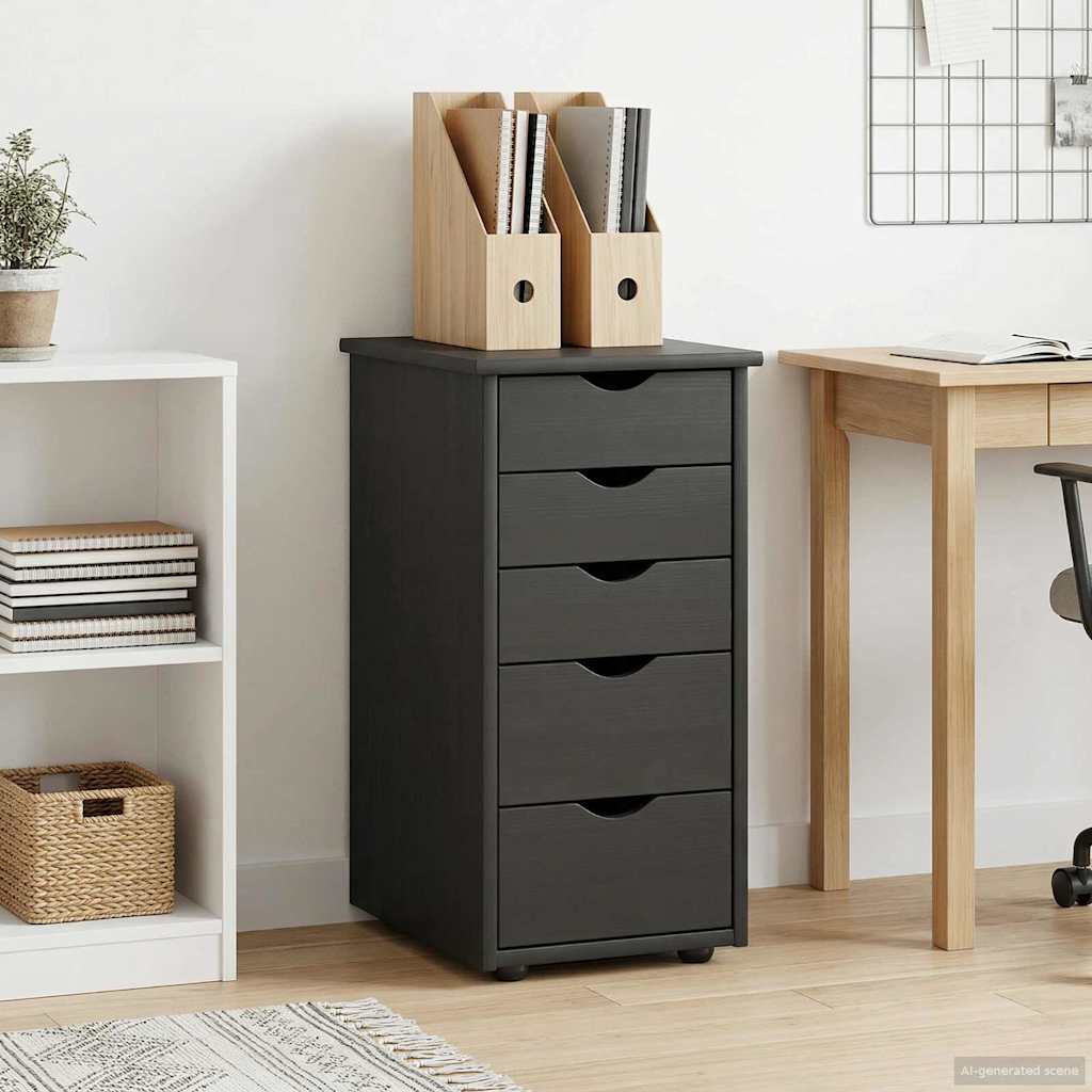 vidaXL Dulap Negru 34 x 39 x 61,5 cm Lemn de pin masiv