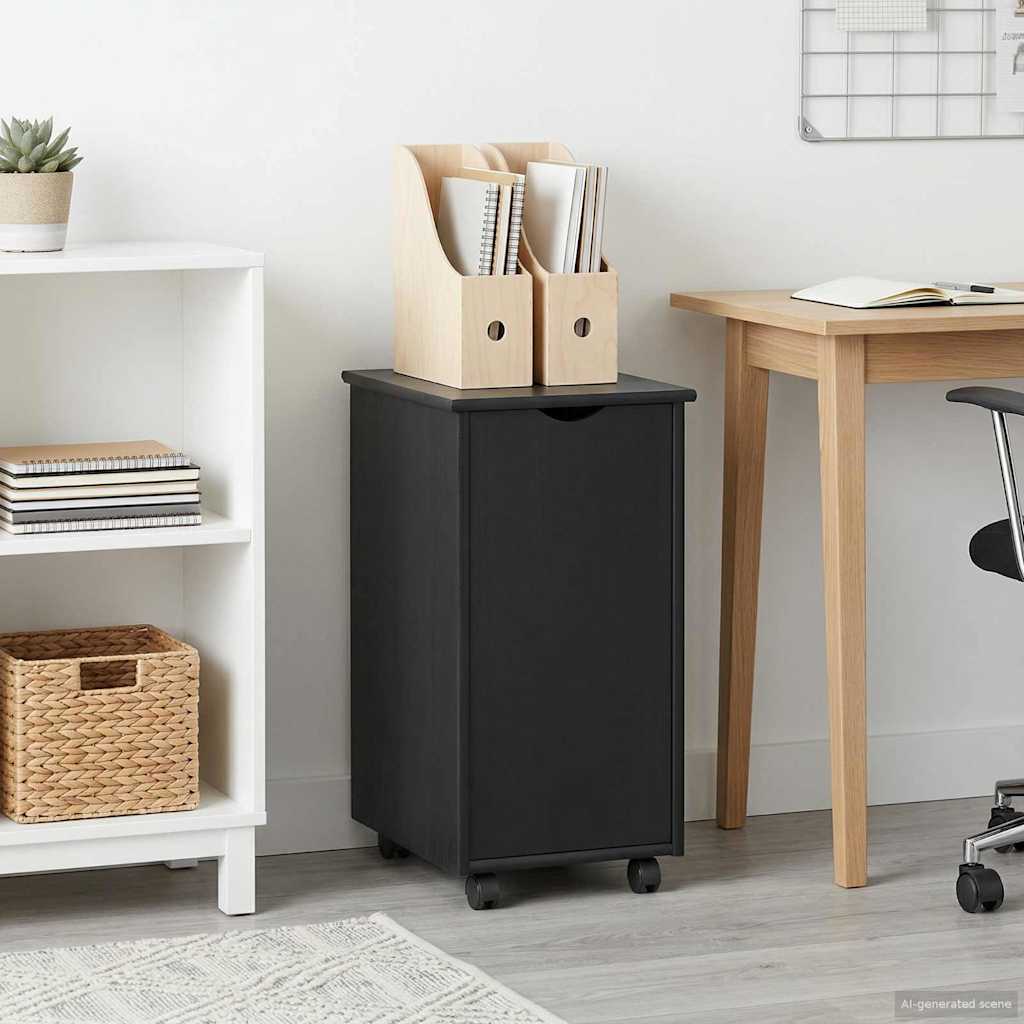 vidaXL Cabinet mobil Negru 34 x 39 x 65,5 cm Lemn de pin masiv
